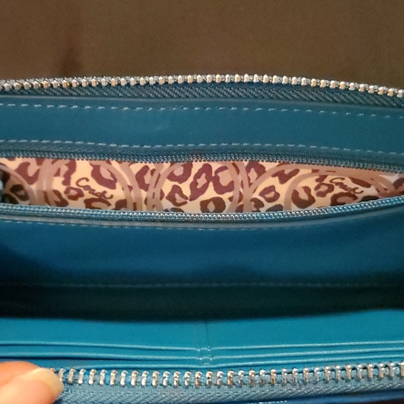 Coach Royal Blue Patent Leather Poppy Wristlet - Picture 6 of 6